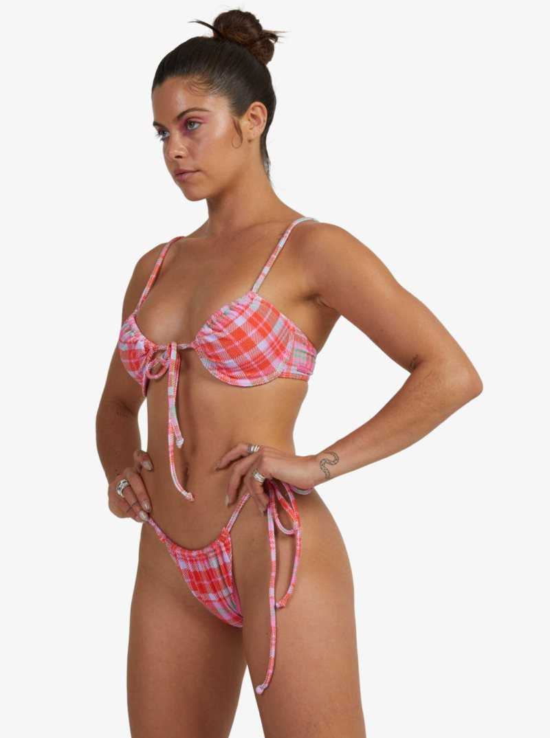 Roxy Tartan Times Underwired Bikini Top Tartan Times Setting Sun | KPZSI-3759