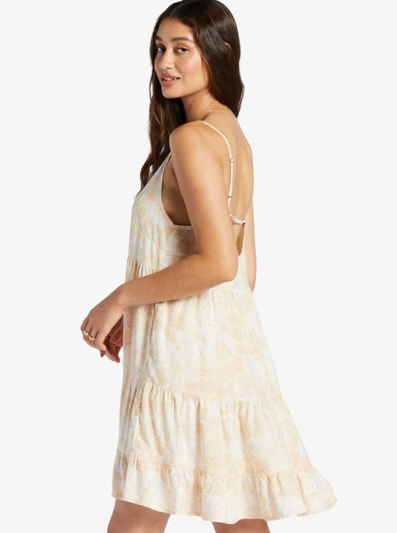 Roxy Teen Dream Short Length Strappy Dress Tapioca Crazy Hibiscus | CSZBA-9326