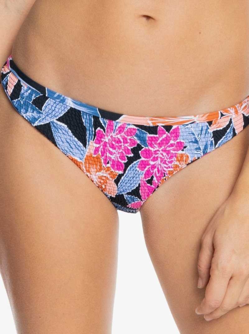 Roxy Tropical Oasis Smocked Bikini Bottoms Anthracite Tropical Oasis S | GOZLD-9416