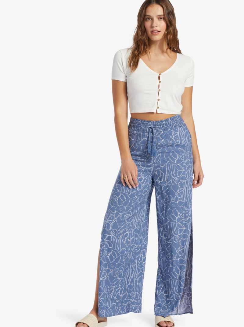 Roxy Tropical Rhythm Beachy Pants Bijou Bue Linear Floral | TNBCW-0429