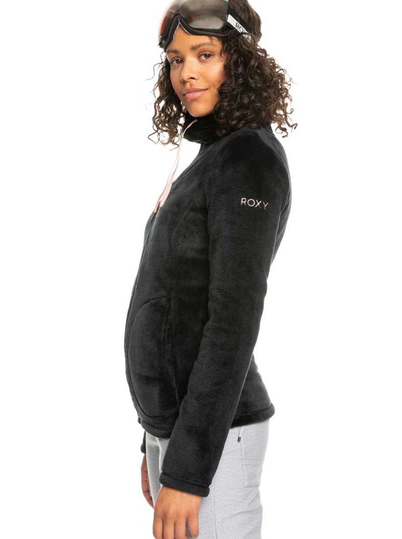 Roxy Tundra Zip-Up Fleece True Black | VSXYN-9318