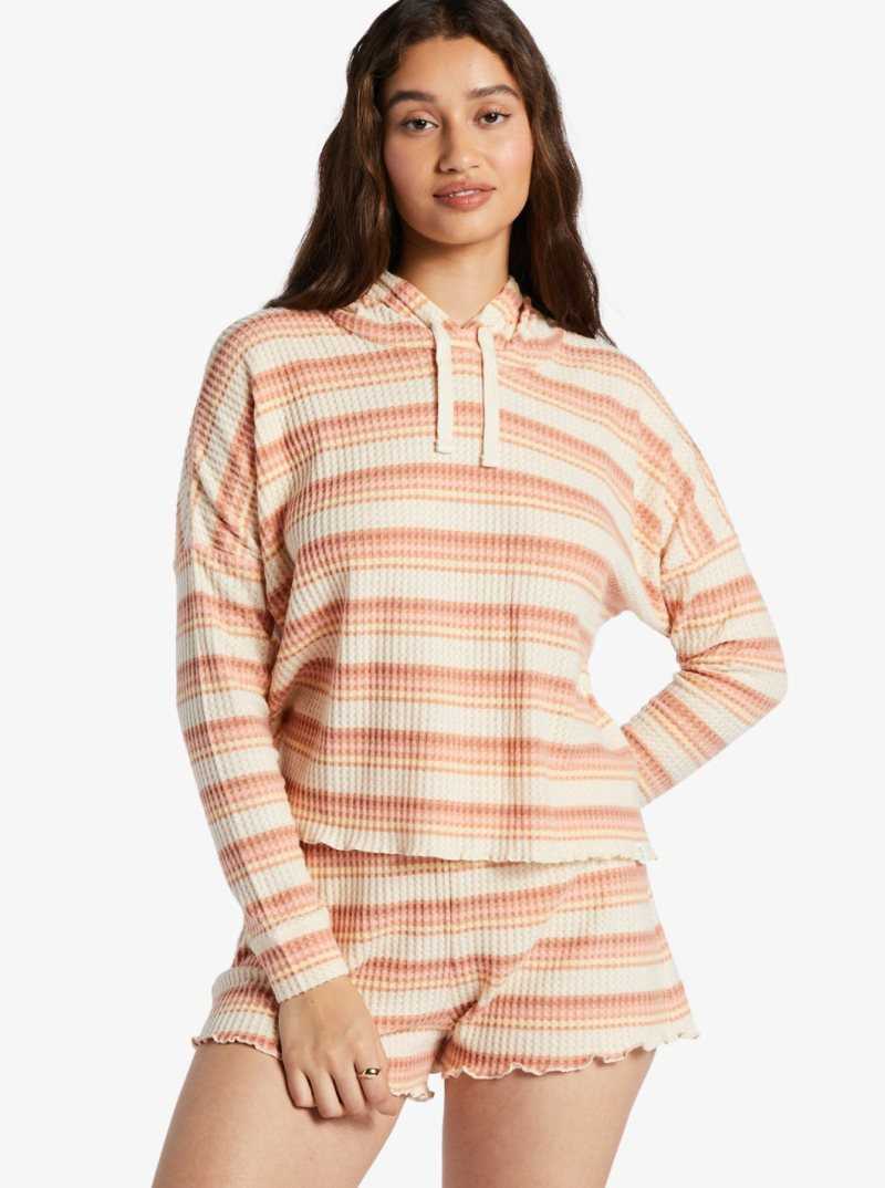 Roxy Twilight Mood Printed Hoodie Tapioca Retro Rays | BWDHG-2068