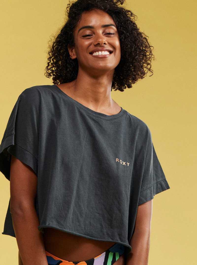 Roxy Twin Palms Drop Shoulder T-shirt Anthracite | RCHJG-3910