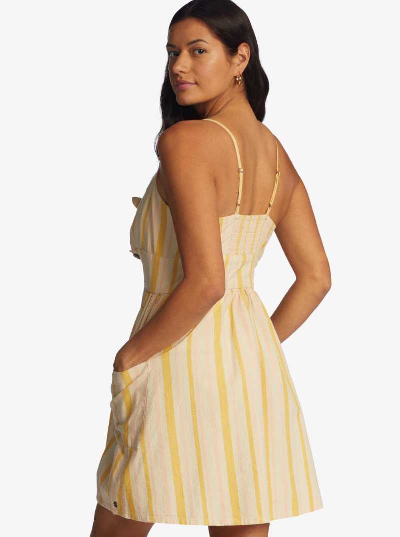 Roxy Under The Cali Sun Stripe Strappy Dress Tapioca Alla Stripe Verticale | EVFXJ-7918