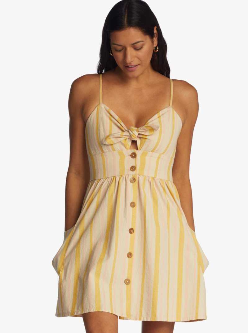 Roxy Under The Cali Sun Stripe Strappy Dress Tapioca Alla Stripe Verticale | EVFXJ-7918