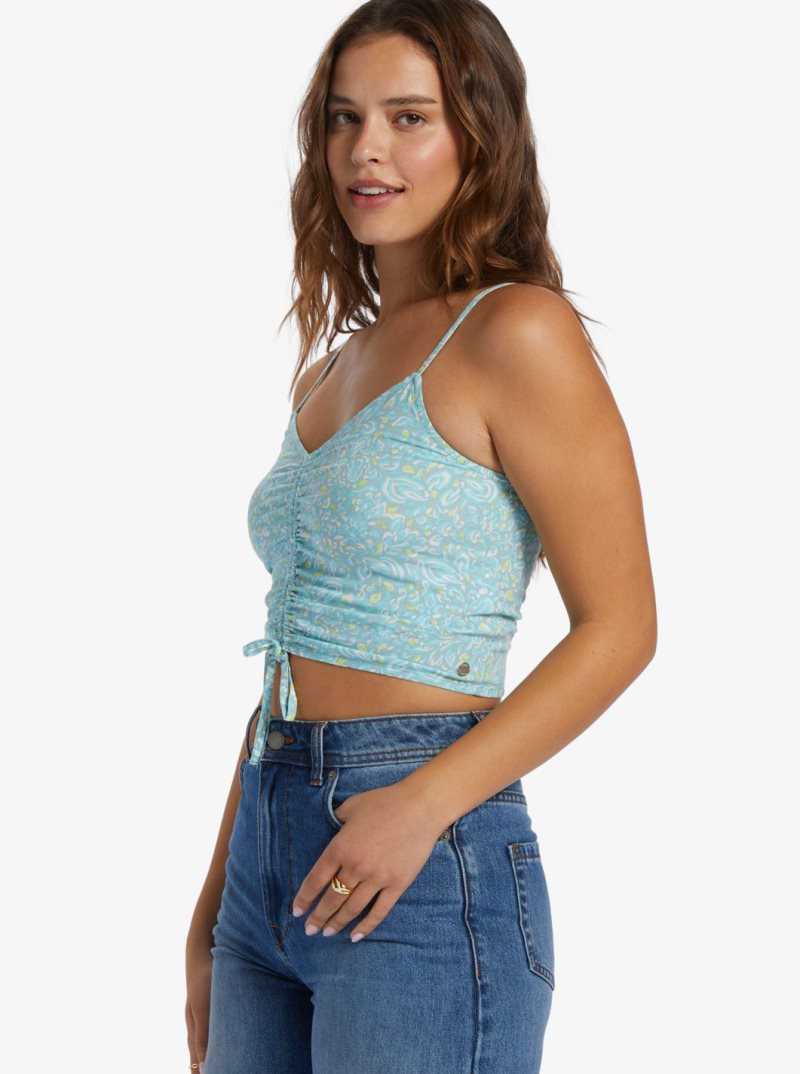 Roxy Vibrant Light Strappy Crop Top Tourmaline Pretty Paisley | YJONG-6389