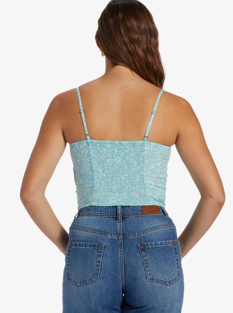 Roxy Vibrant Light Strappy Crop Top Tourmaline Pretty Paisley | YJONG-6389