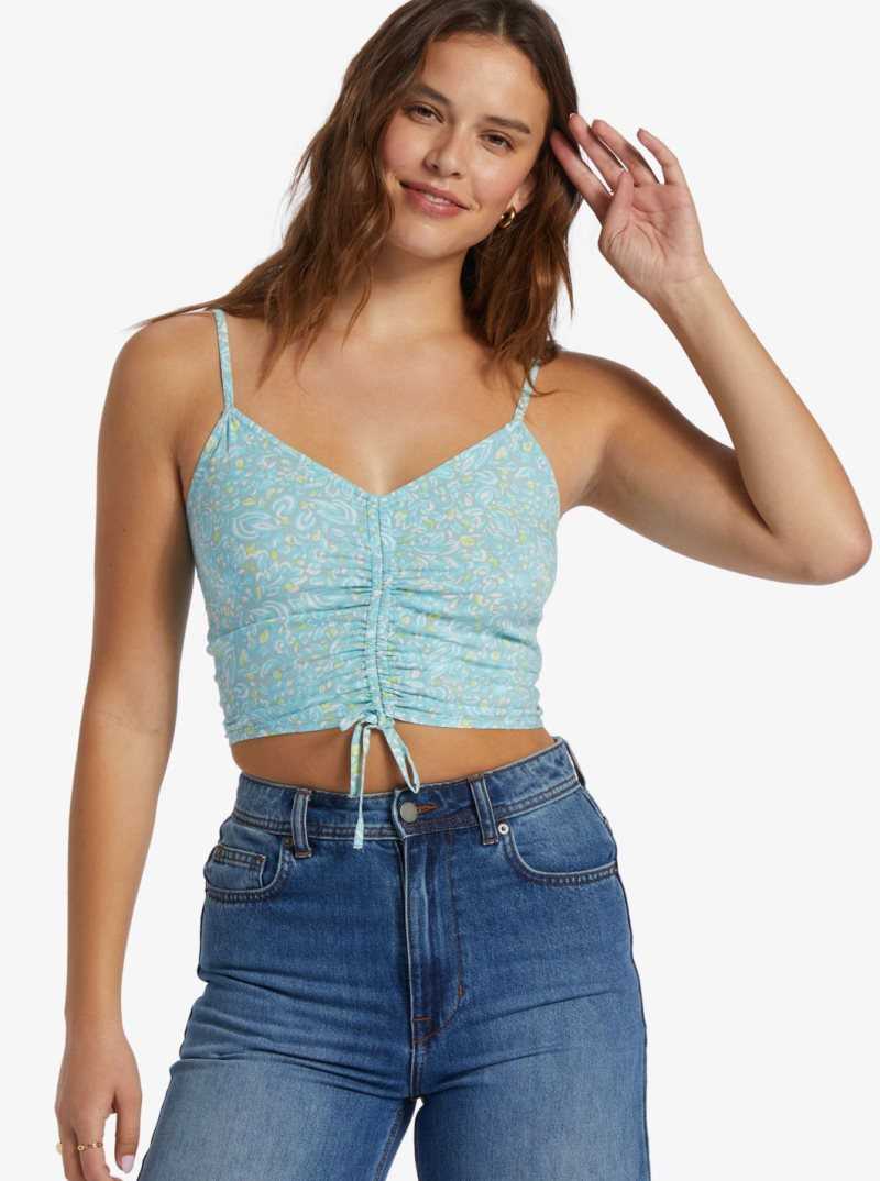 Roxy Vibrant Light Strappy Crop Top Tourmaline Pretty Paisley | YJONG-6389