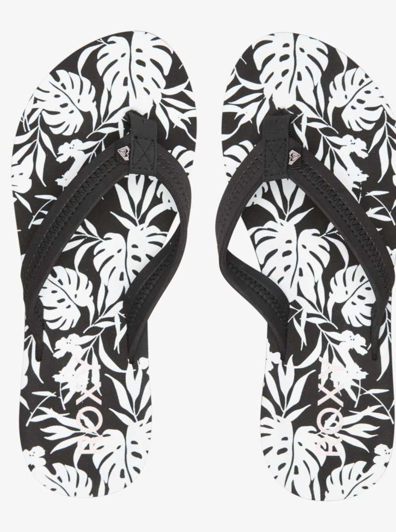 Roxy Vista Loreto Flip-Flops Black/White | USXFA-4068