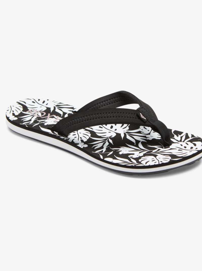 Roxy Vista Loreto Flip-Flops Black/White | USXFA-4068