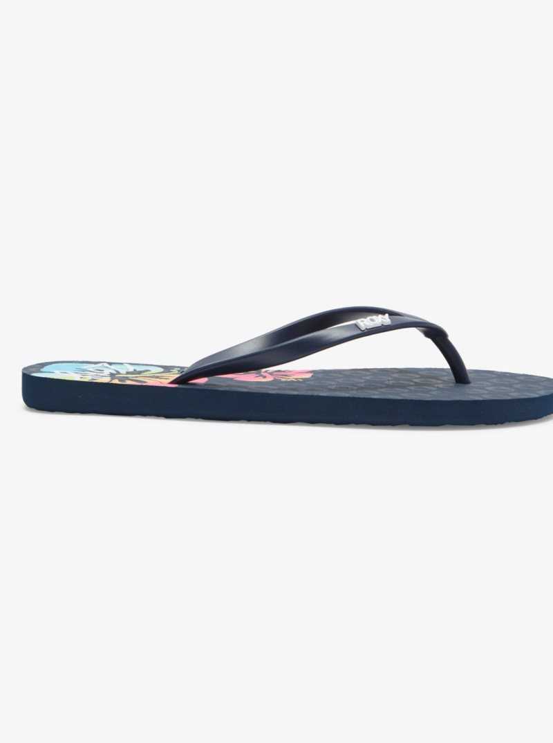 Roxy Viva Stamp Flip-Flops Navy | KERFH-0134