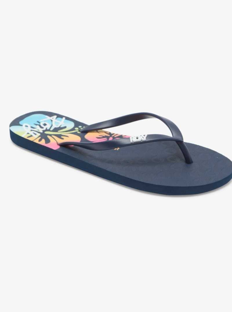 Roxy Viva Stamp Flip-Flops Navy | KERFH-0134