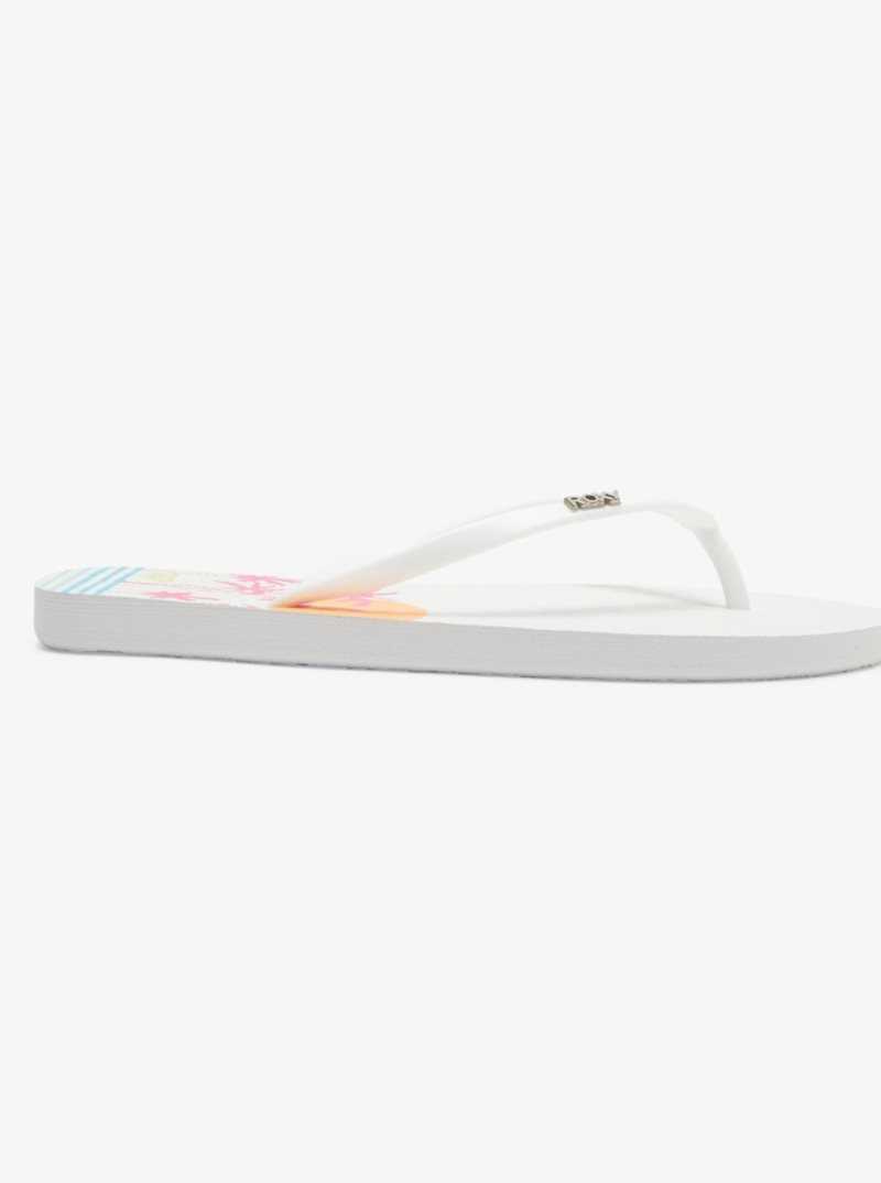 Roxy Viva Stamp Flip-Flops White Hacienda | NYVEP-3890