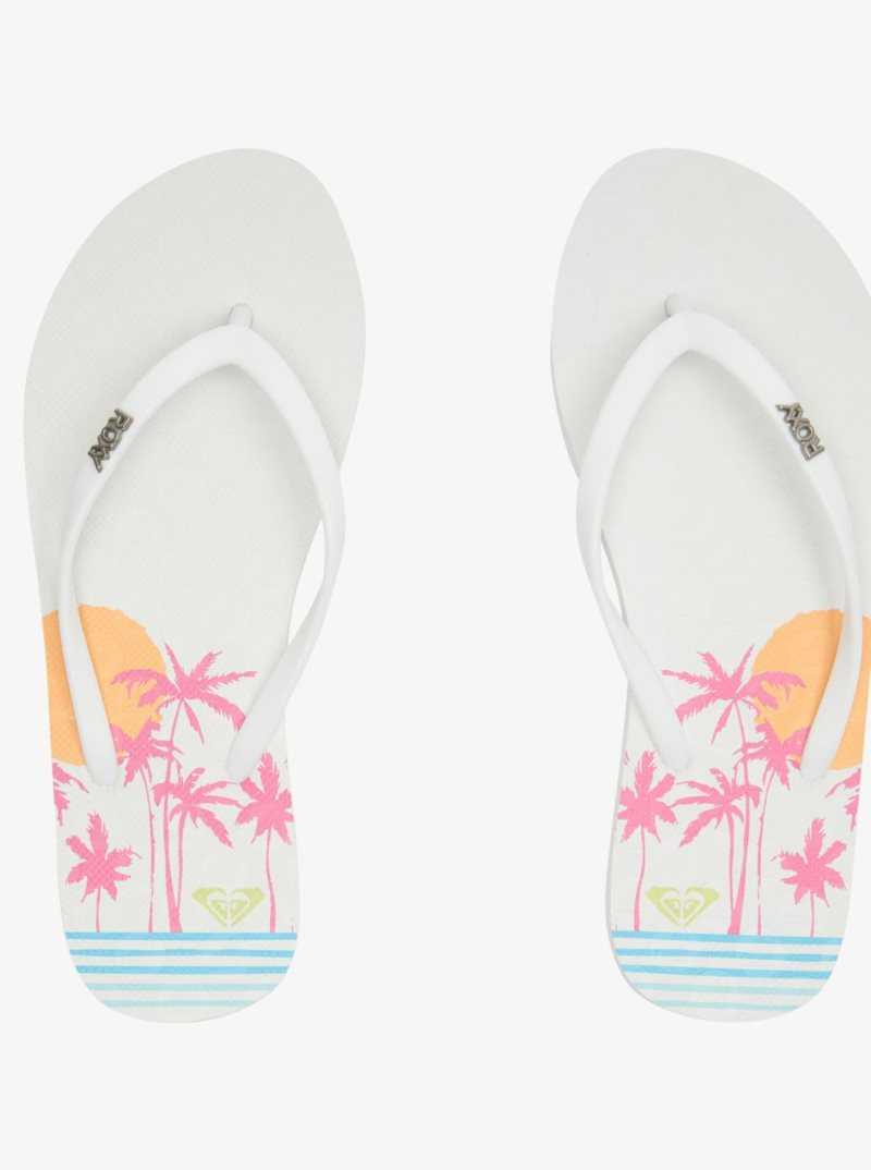 Roxy Viva Stamp Flip-Flops White Hacienda | NYVEP-3890