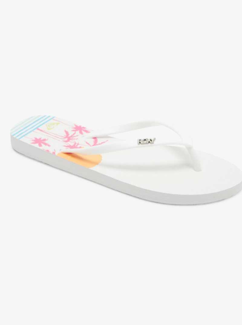 Roxy Viva Stamp Flip-Flops White Hacienda | NYVEP-3890