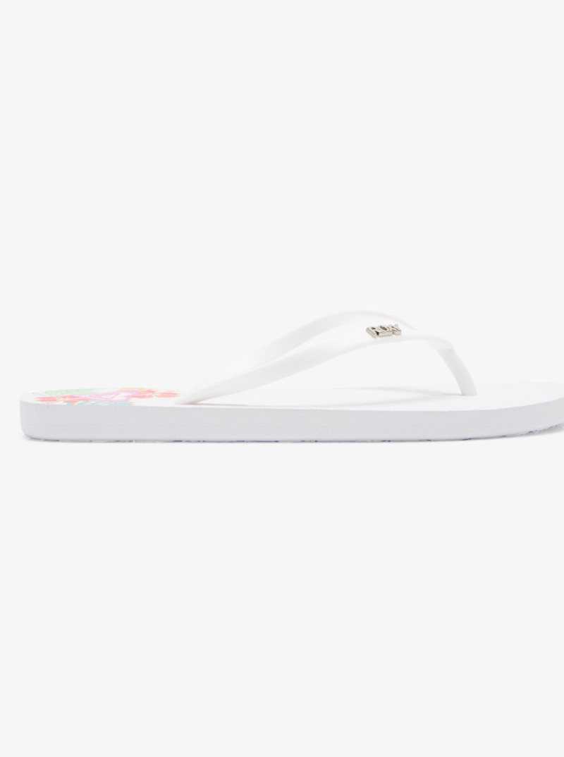 Roxy Viva Stamp Flip-Flops White/White Print | HMXNC-6091