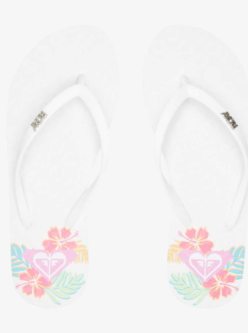 Roxy Viva Stamp Flip-Flops White/White Print | HMXNC-6091