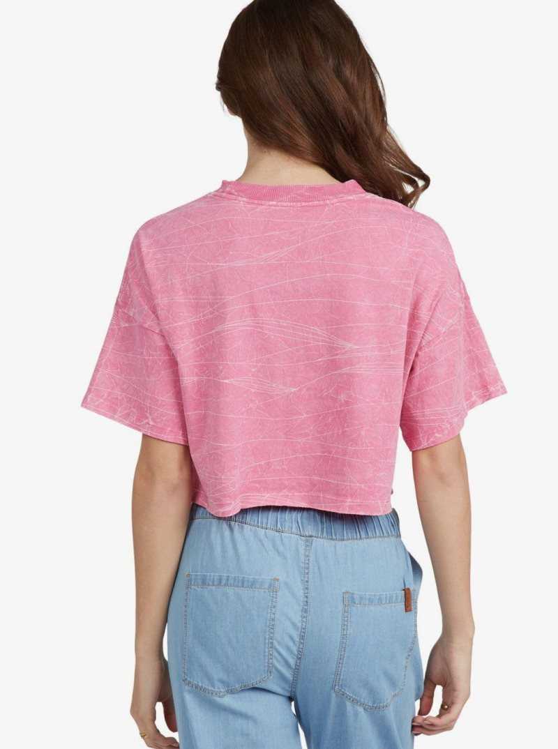 Roxy Washed Waves Oversized T-Shirt Pink Guava Waves For Everyone | WPFQY-0697