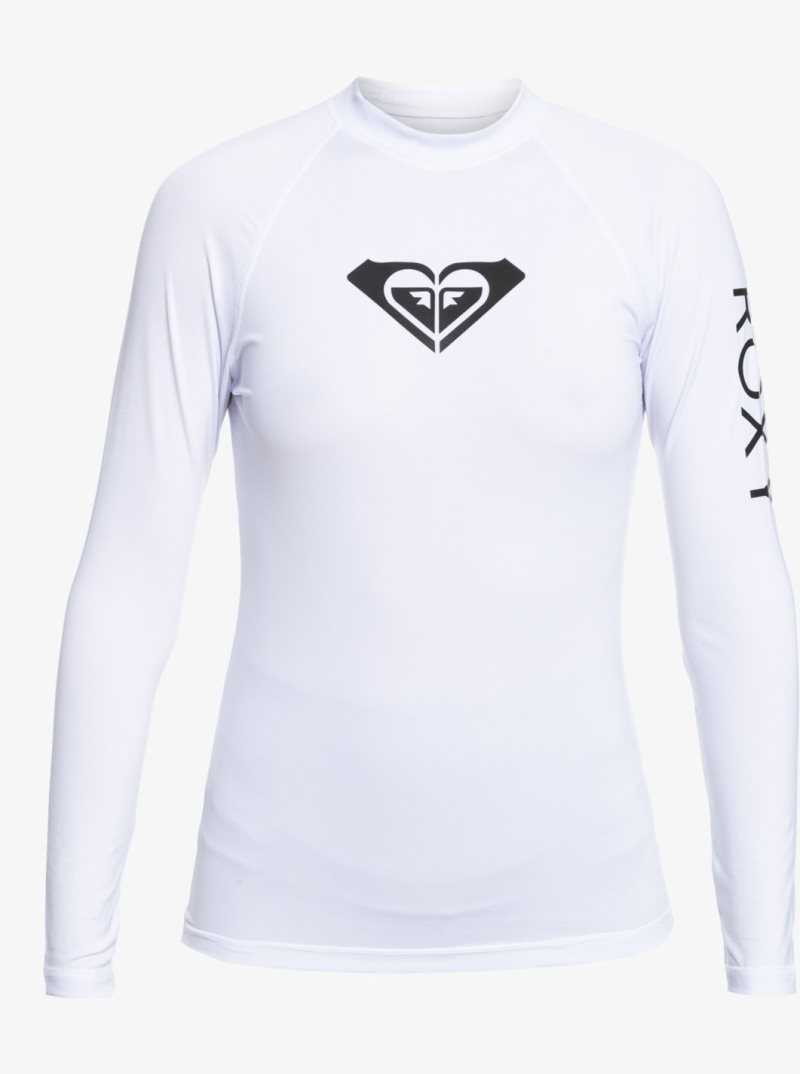 Roxy Whole Hearted Long Sleeve UPF 50 Rashguard Bright White | HECOJ-3860