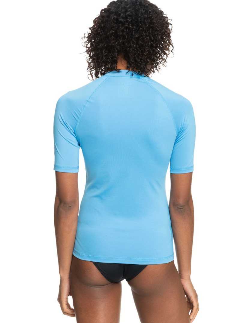 Roxy Whole Hearted Short Sleeve UPF 50 Rashguard Azure Blue | MAIOH-5092