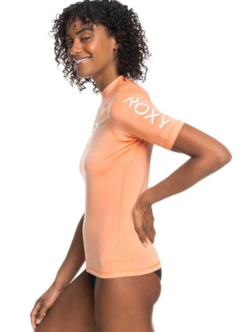 Roxy Whole Hearted Short Sleeve UPF 50 Rashguard Papaya Punch | XVPZC-9650