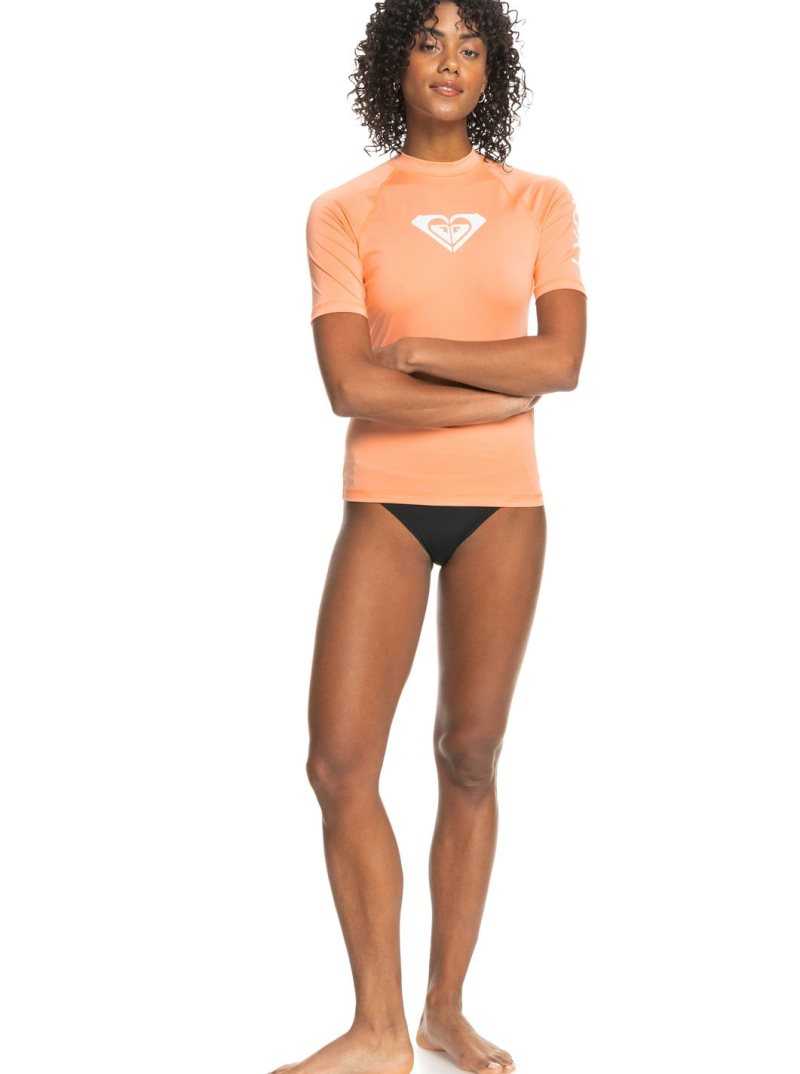 Roxy Whole Hearted Short Sleeve UPF 50 Rashguard Papaya Punch | XVPZC-9650