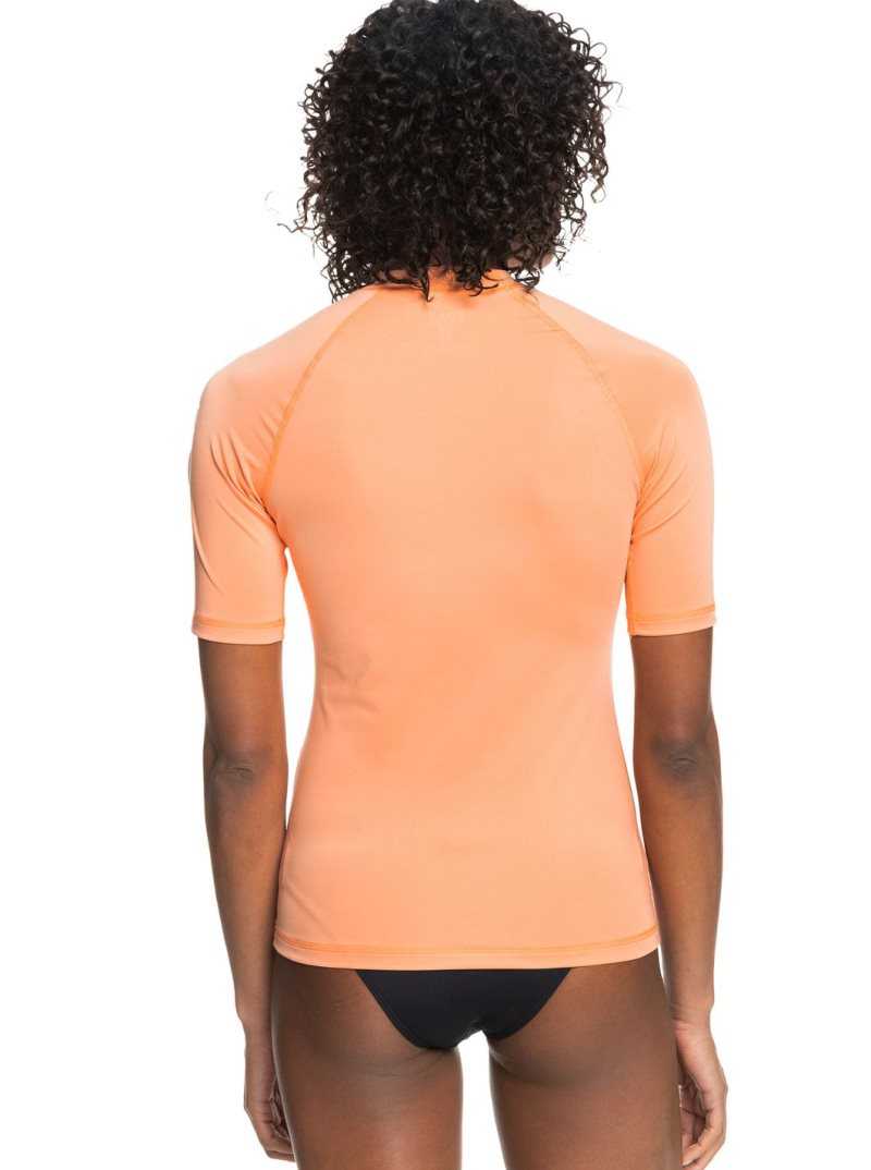 Roxy Whole Hearted Short Sleeve UPF 50 Rashguard Papaya Punch | XVPZC-9650