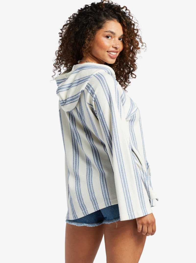 Roxy Wild And Free Poncho Style Hoodie Bayside Stripe | JVNCZ-8730