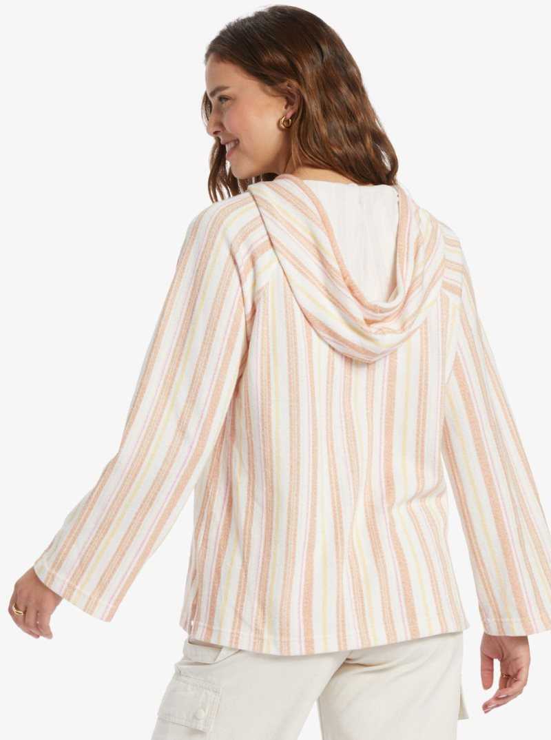 Roxy Wild And Free Poncho Style Hoodie Cork Sunny Side Stripe | SRPNT-0396