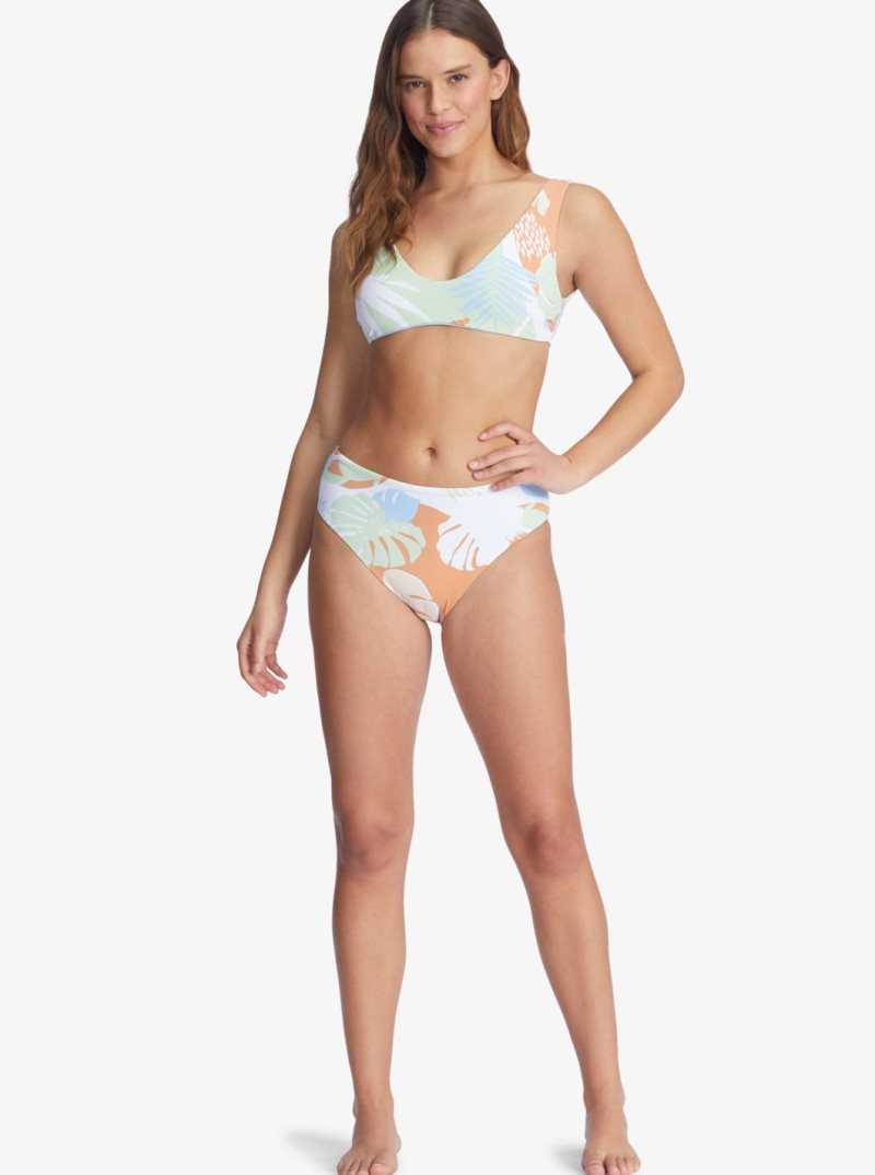 Roxy Wildflowers Reversible Bralette Bikini Top Bright White Undertone S | MNFAR-9745