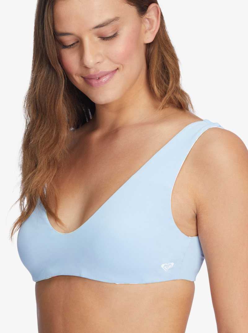 Roxy Wildflowers Reversible Bralette Bikini Top Bright White Undertone S | MNFAR-9745