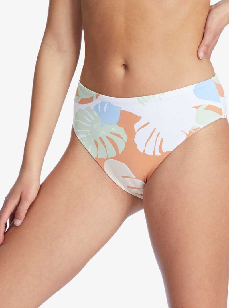 Roxy Wildflowers Reversible Full Bikini Bottoms Bright White Undertone S | OZUFW-3650