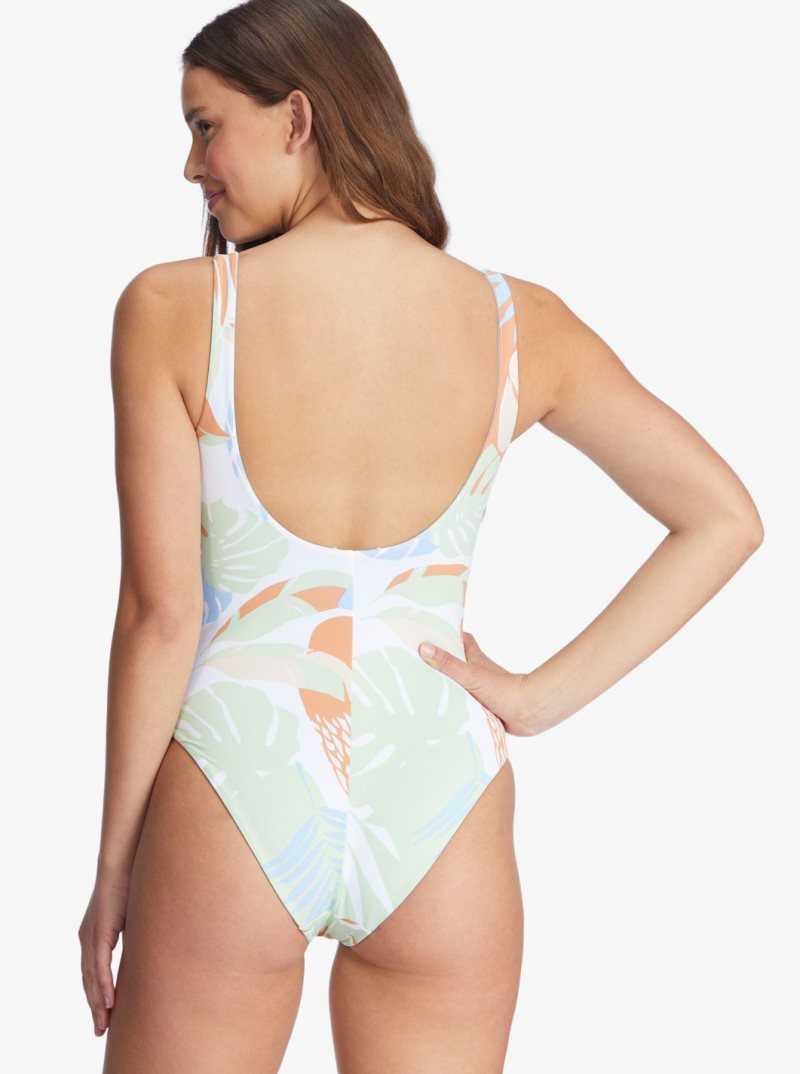 Roxy Wildflowers Reversible One-Piece Swimsuit Bright White Undertone S | BHNYZ-6381