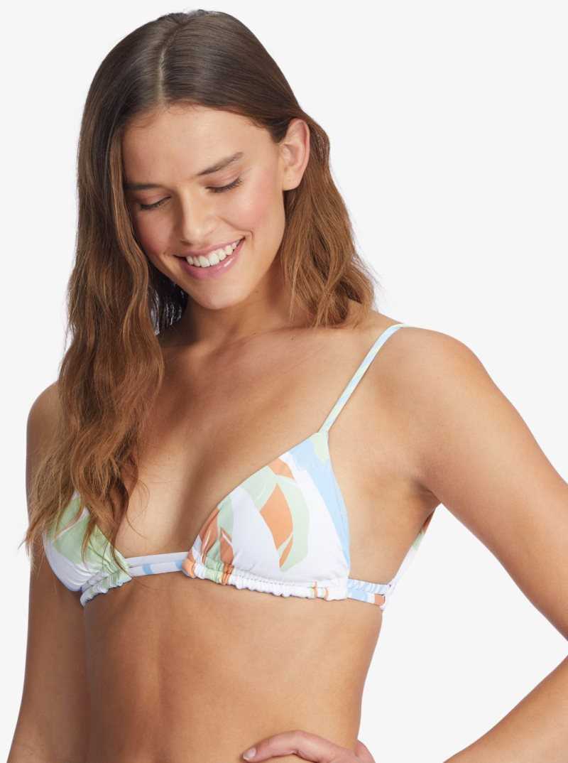 Roxy Wildflowers Reversible Tiki Triangle Bikini Top Bright White Undertone S | EVFTN-5180