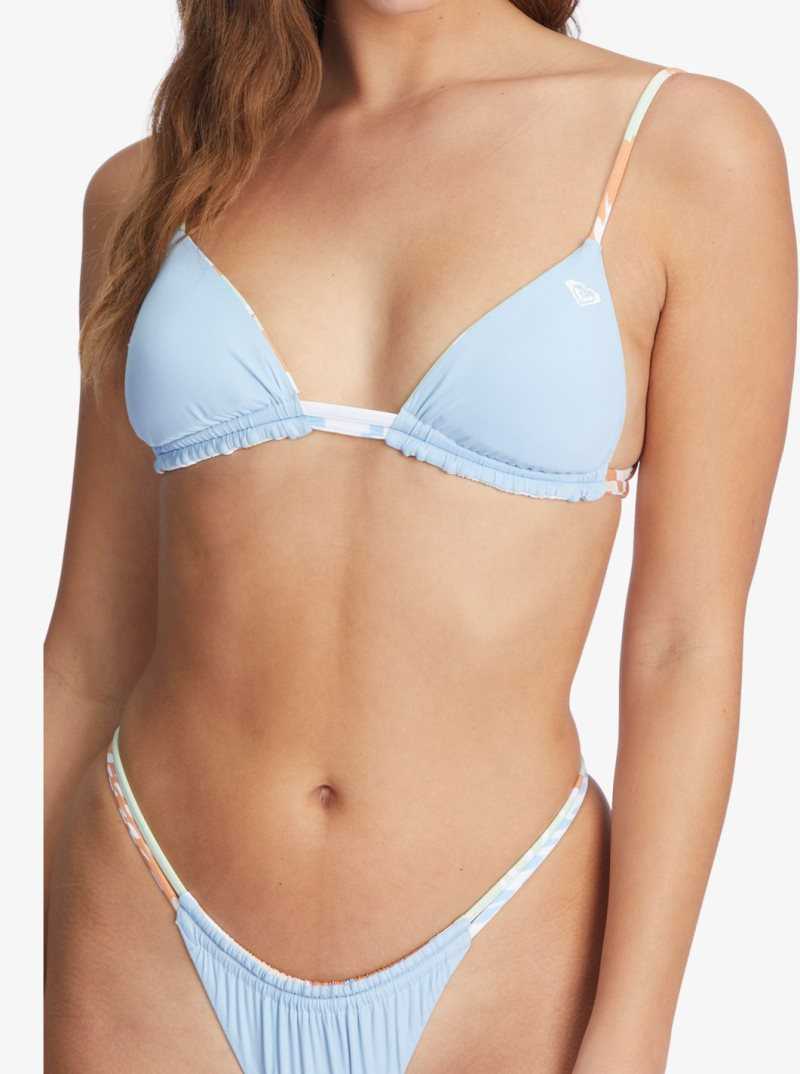 Roxy Wildflowers Reversible Tiki Triangle Bikini Top Bright White Undertone S | EVFTN-5180