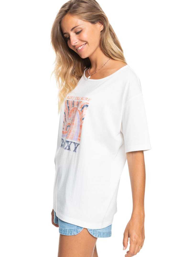 Roxy World Ocean Day Screen Tee Snow White | YIPNF-3076