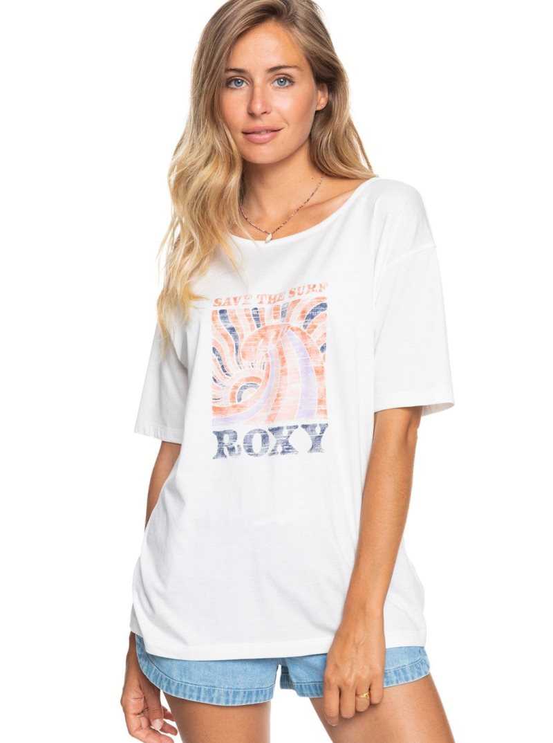 Roxy World Ocean Day Screen Tee Snow White | YIPNF-3076