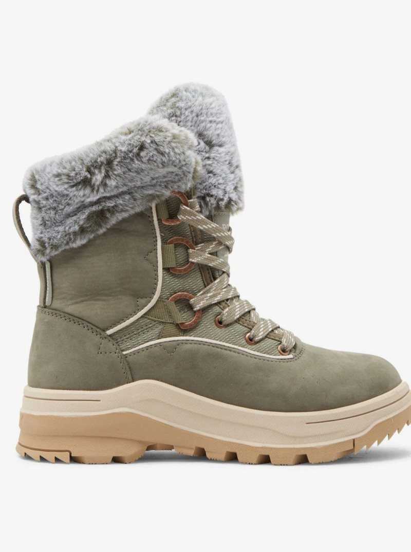 Roxy Yuma Lace-Up Boots Olive | HUOYQ-1837