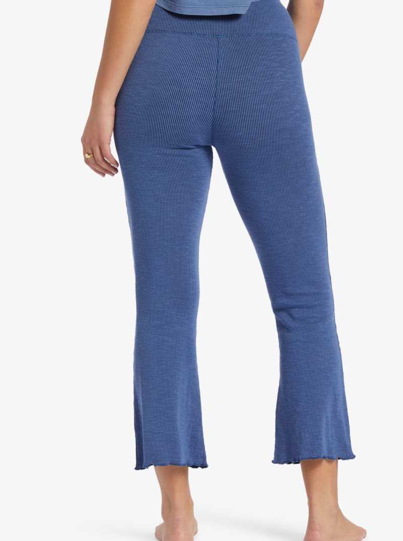 Roxy Zuma Knit Pant High Waist Knit Flare Pants Mood Indigo | LUSBC-9721