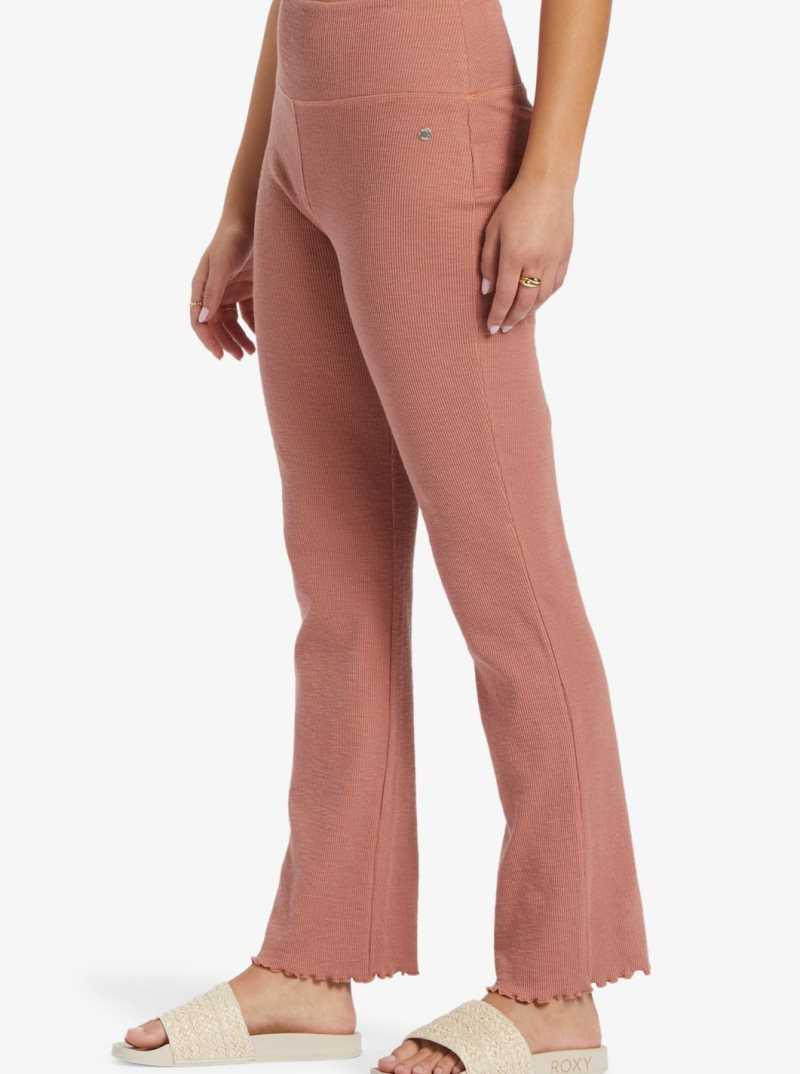 Roxy Zuma Knit Pant High Waist Knit Flare Pants Cedar Wood | PBQRD-7964