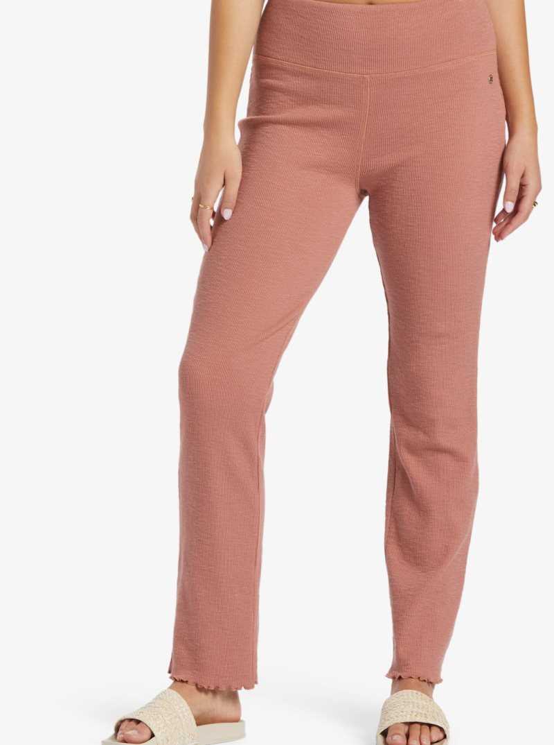 Roxy Zuma Knit Pant High Waist Knit Flare Pants Cedar Wood | PBQRD-7964