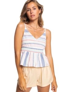 Roxy About Paradise Strappy Top Snow White The Line Up Stripe | AKCJZ-4803