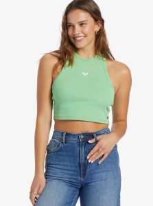 Roxy Bright Boardwalk High Knit Tank Absinthe Green | PAVCL-4358