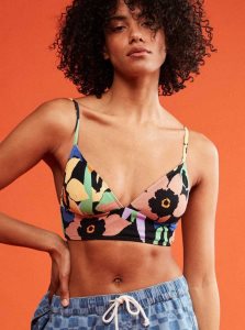 Roxy Color Jam Tank Bikini Top Anthracite Flower Jammin | BXGYP-5083