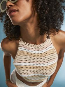 Roxy Daydreamer Cropped Knit Halter Top Tapioca Every Day Stripe | WXFGV-6153