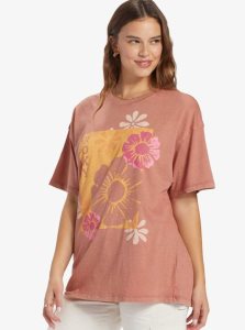 Roxy Florals Oversized T-shirt Cedar Wood | BYJRD-8370