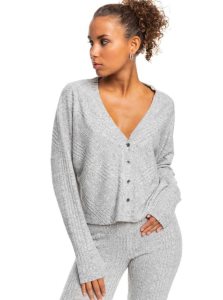 Roxy Lazy Day Button Down Cardigan Sweater Heritage Heather | JRTIY-5019