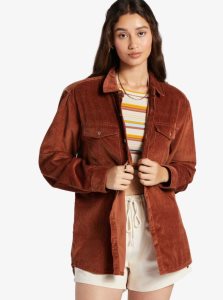 Roxy Let It Go Long Sleeve Corduroy Shirt Baked Clay | THEDC-6150