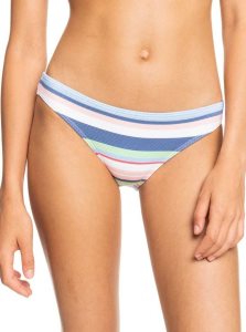 Roxy Line Up Mid-Rise Bikini Bottoms Bright White The Line Up Strip | QCFBX-8124