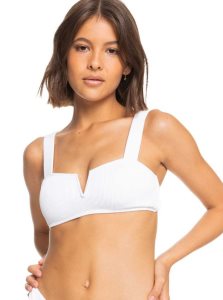 Roxy Love Bralette Bikini Top Bright White | DNLMU-9643